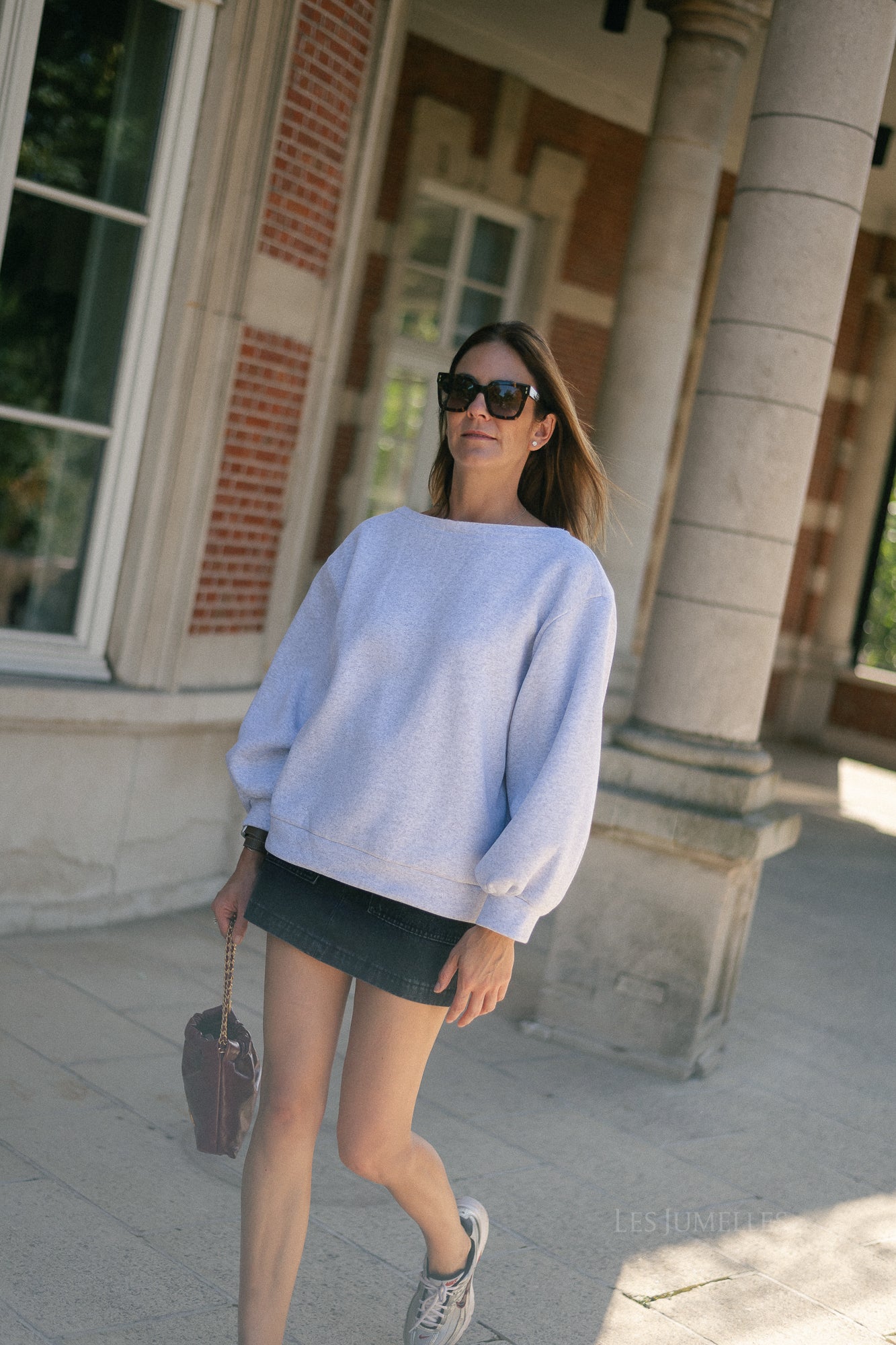 Yasmine off shoulder sweater light grey