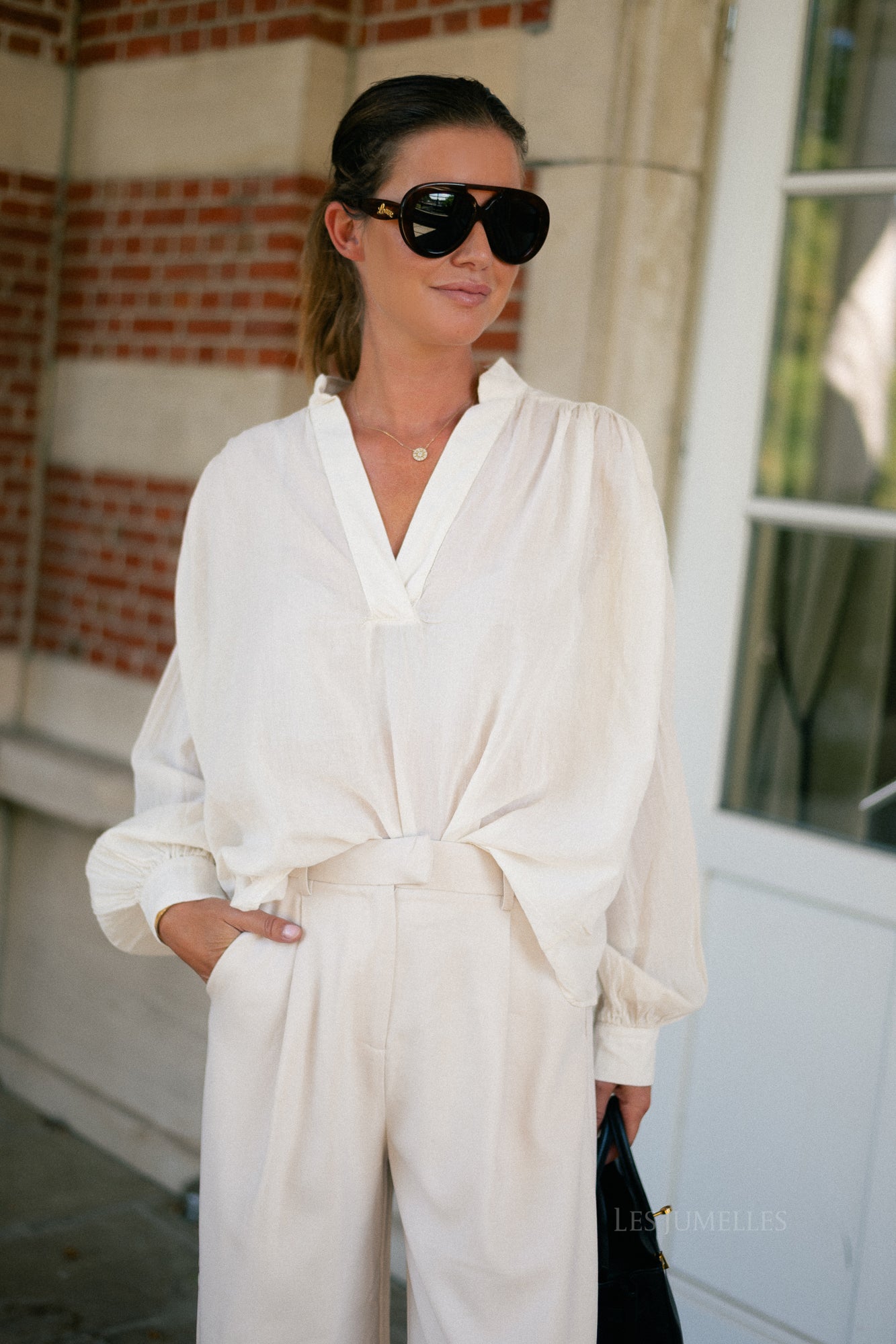 Celine LS blouse ecru