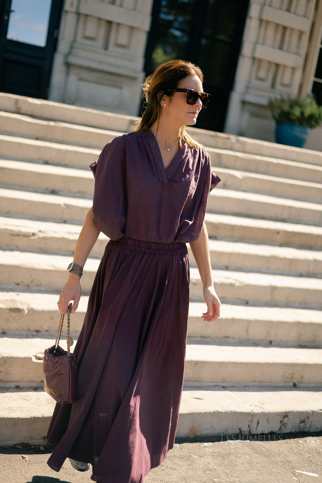 Isabeau SS shirt aubergine