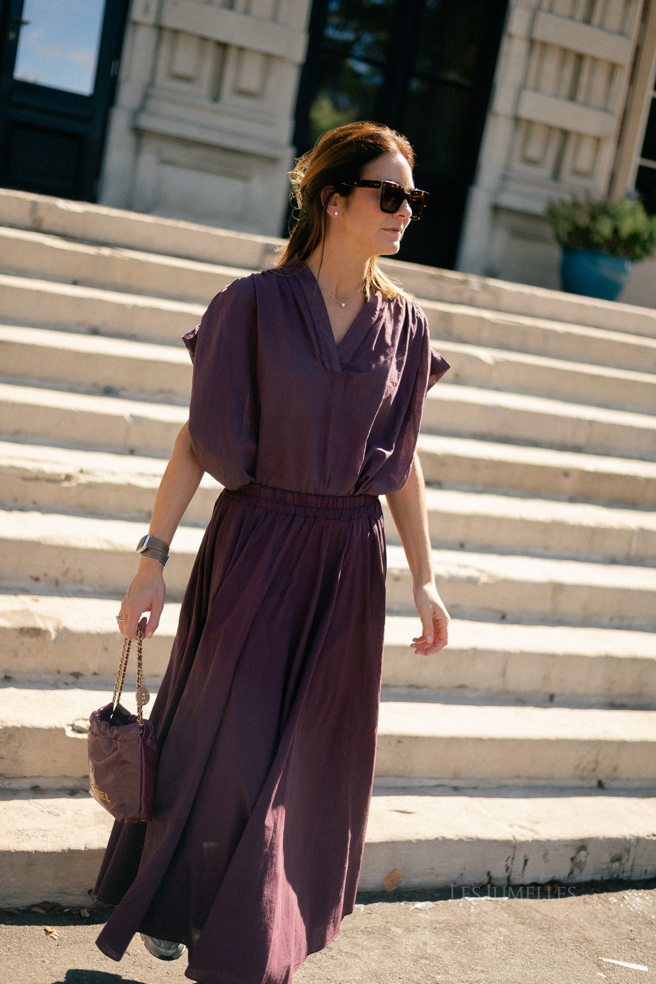 Isabeau SS shirt aubergine