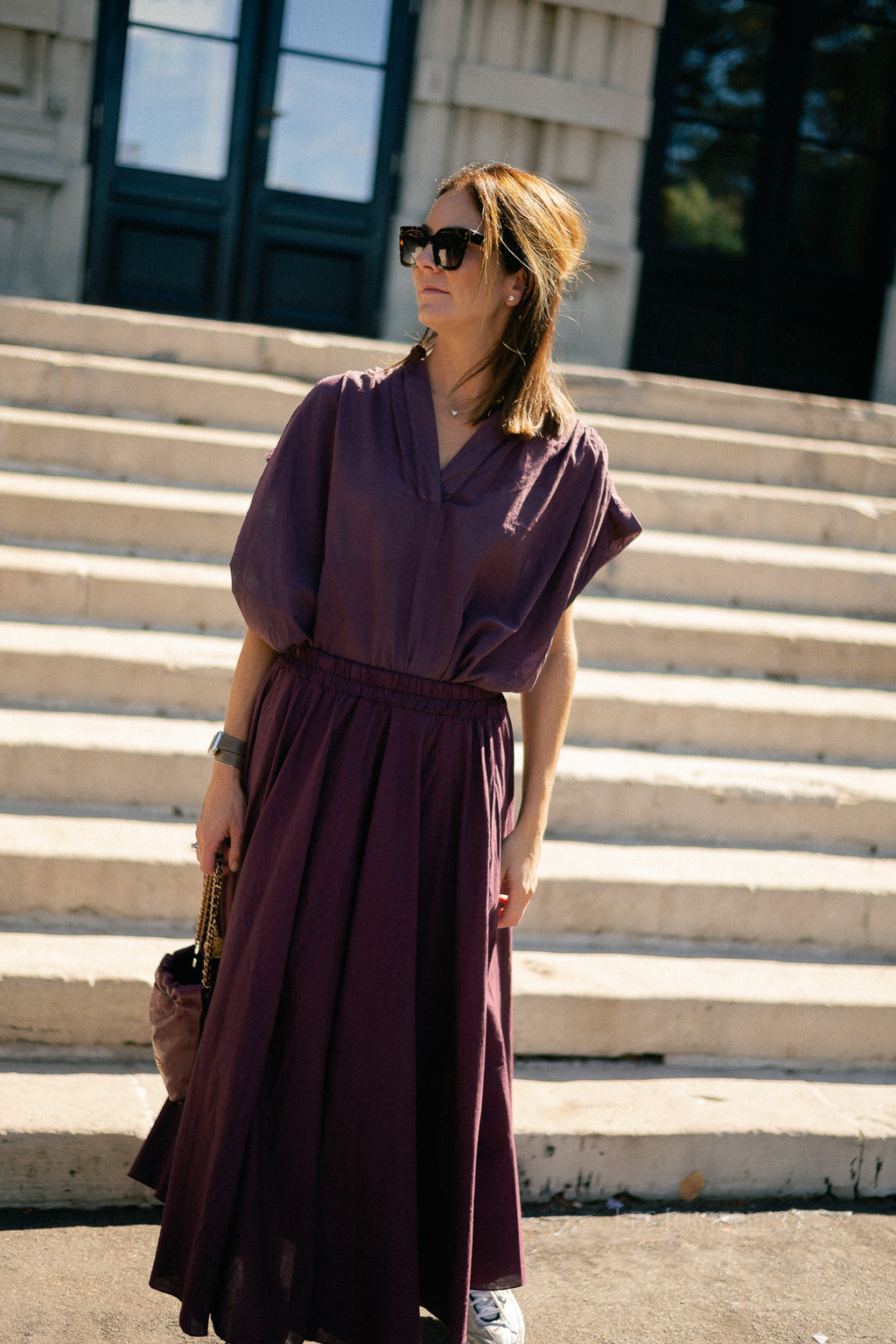 Isabeau SS shirt aubergine