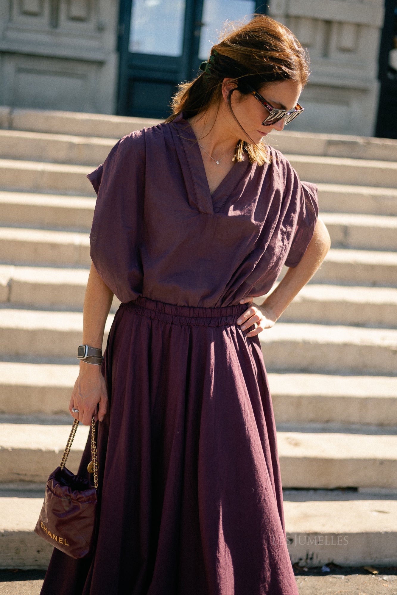 Isabeau SS shirt aubergine