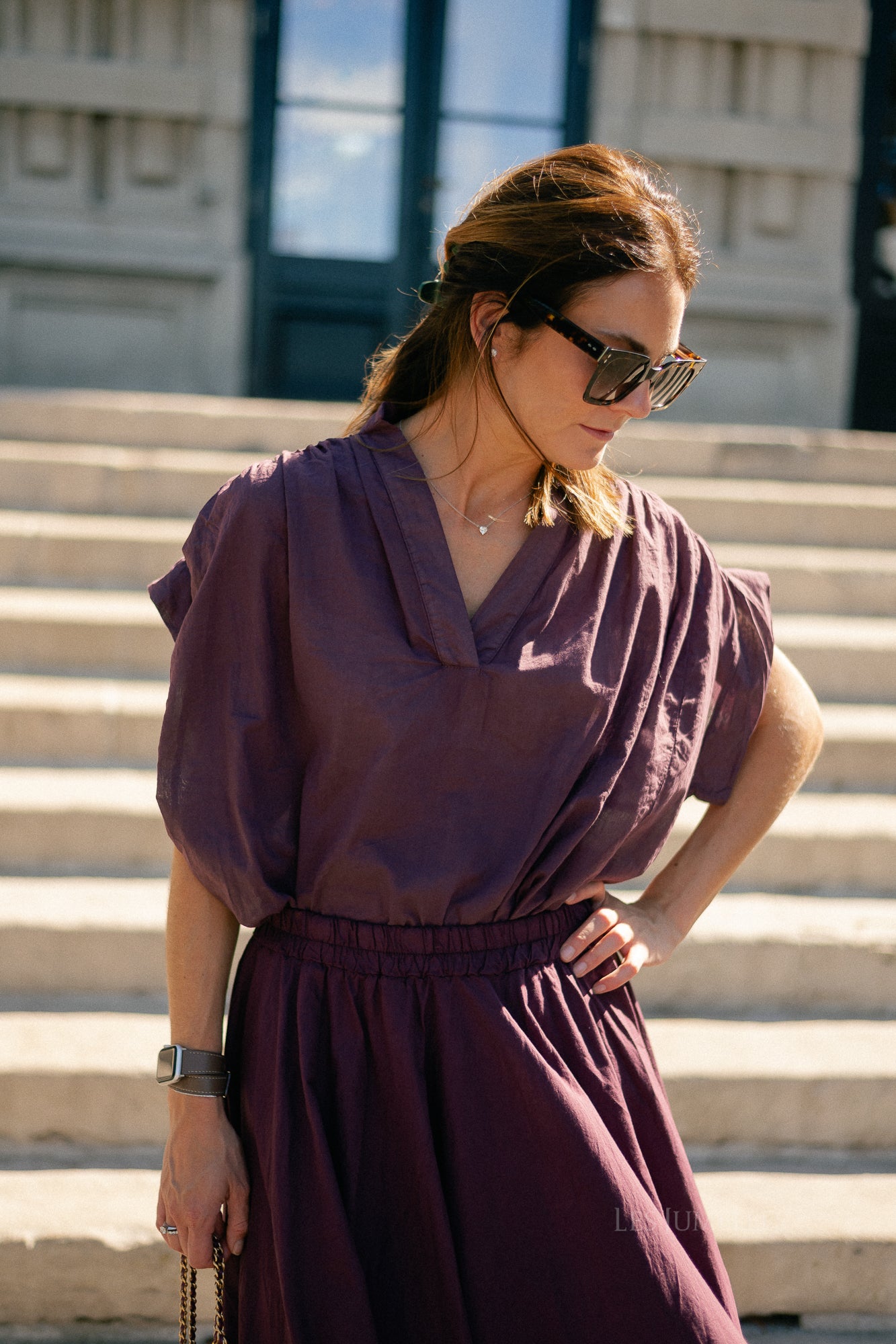Isabeau SS shirt aubergine