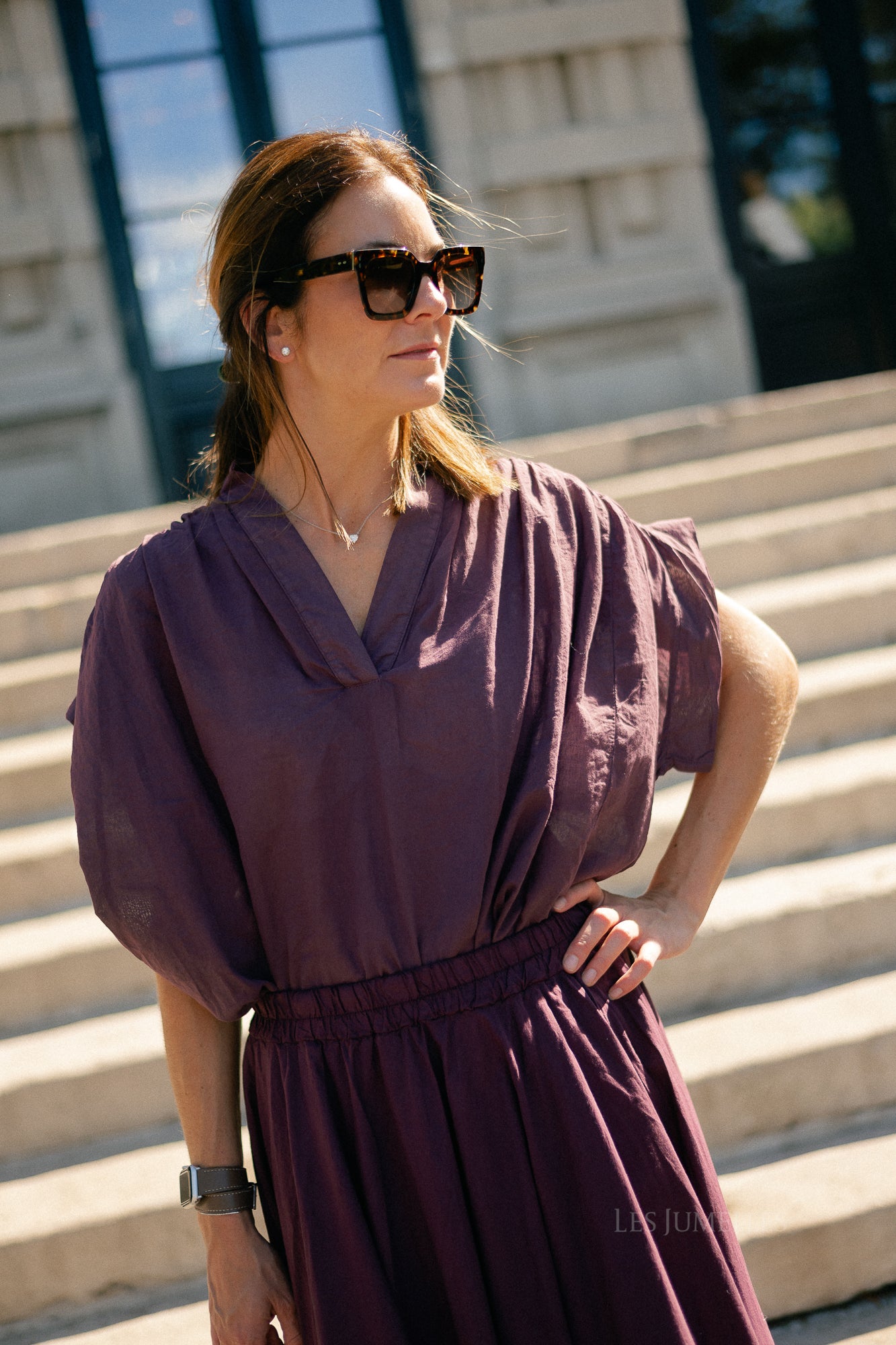 Isabeau SS shirt aubergine