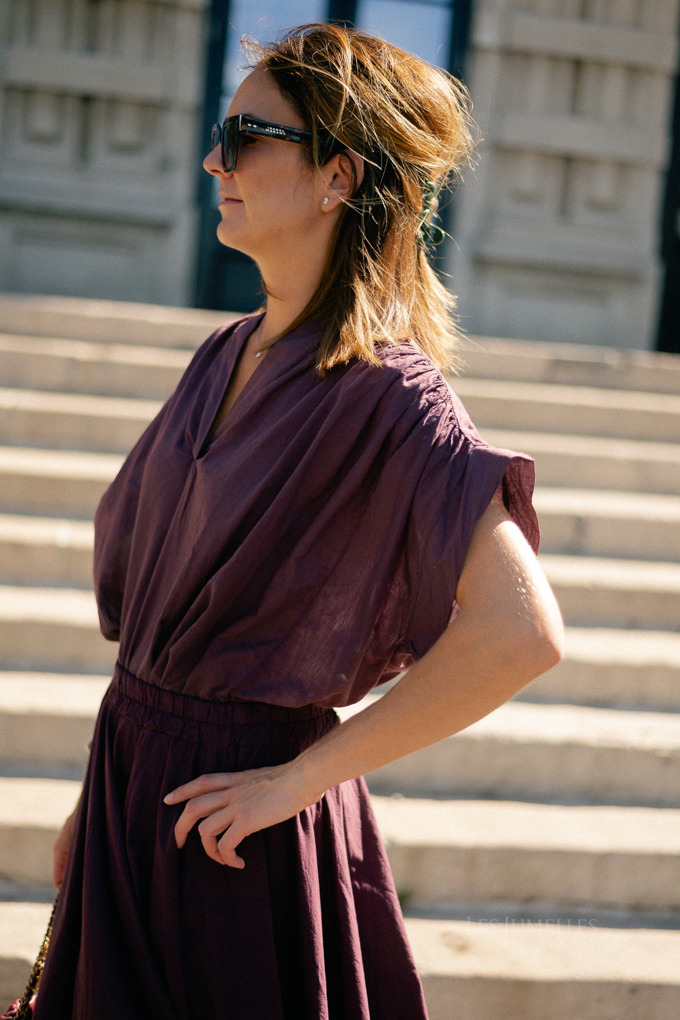 Isabeau SS shirt aubergine