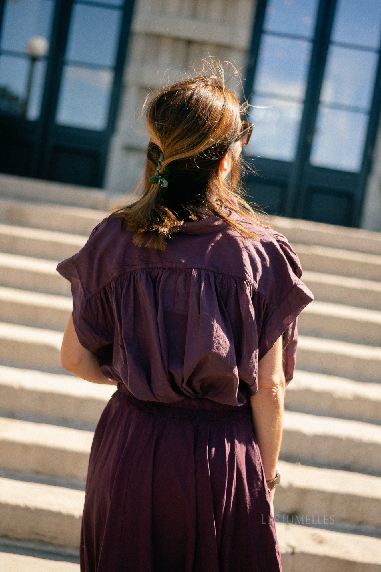 Isabeau SS shirt aubergine