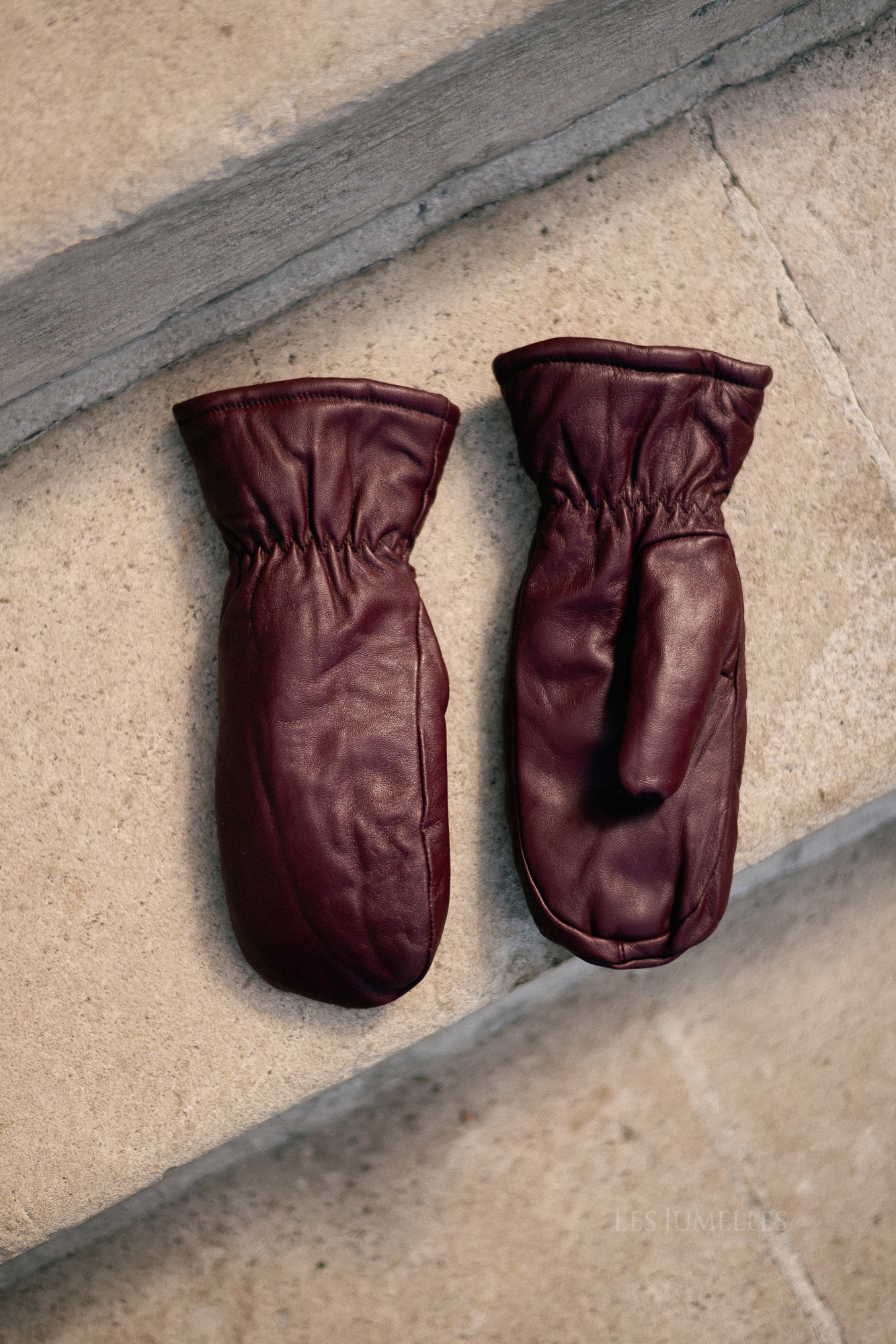 Leather Nylona mitten burgundy