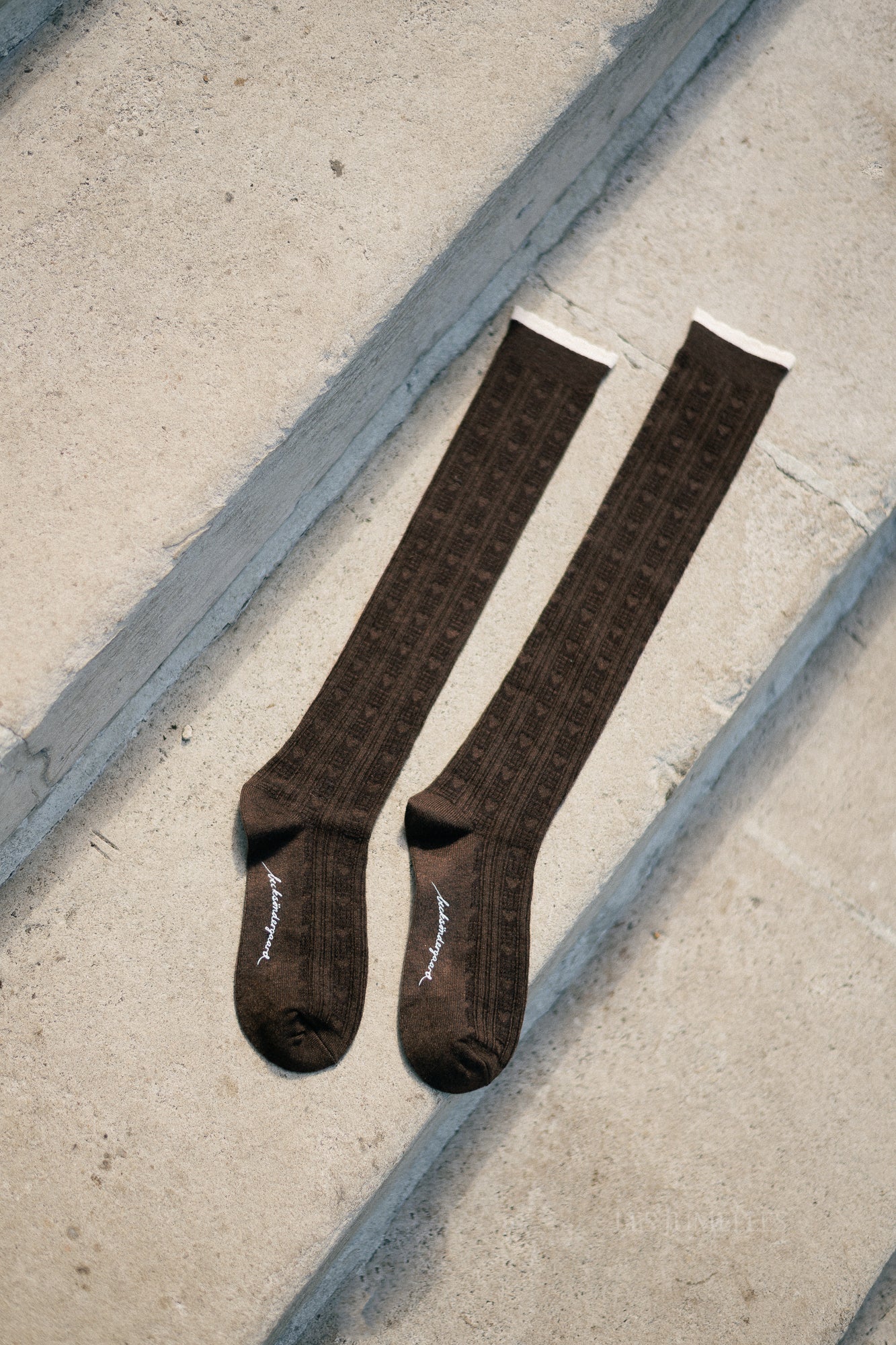 Scallop knee sock melange brown