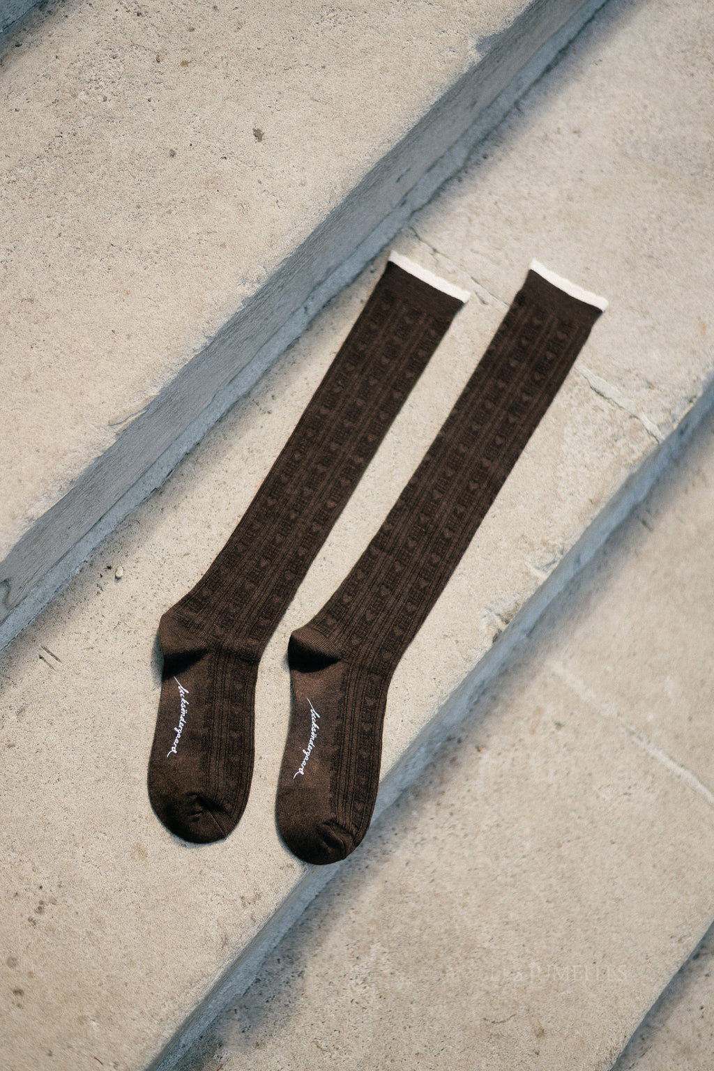 Scallop knee sock melange brown