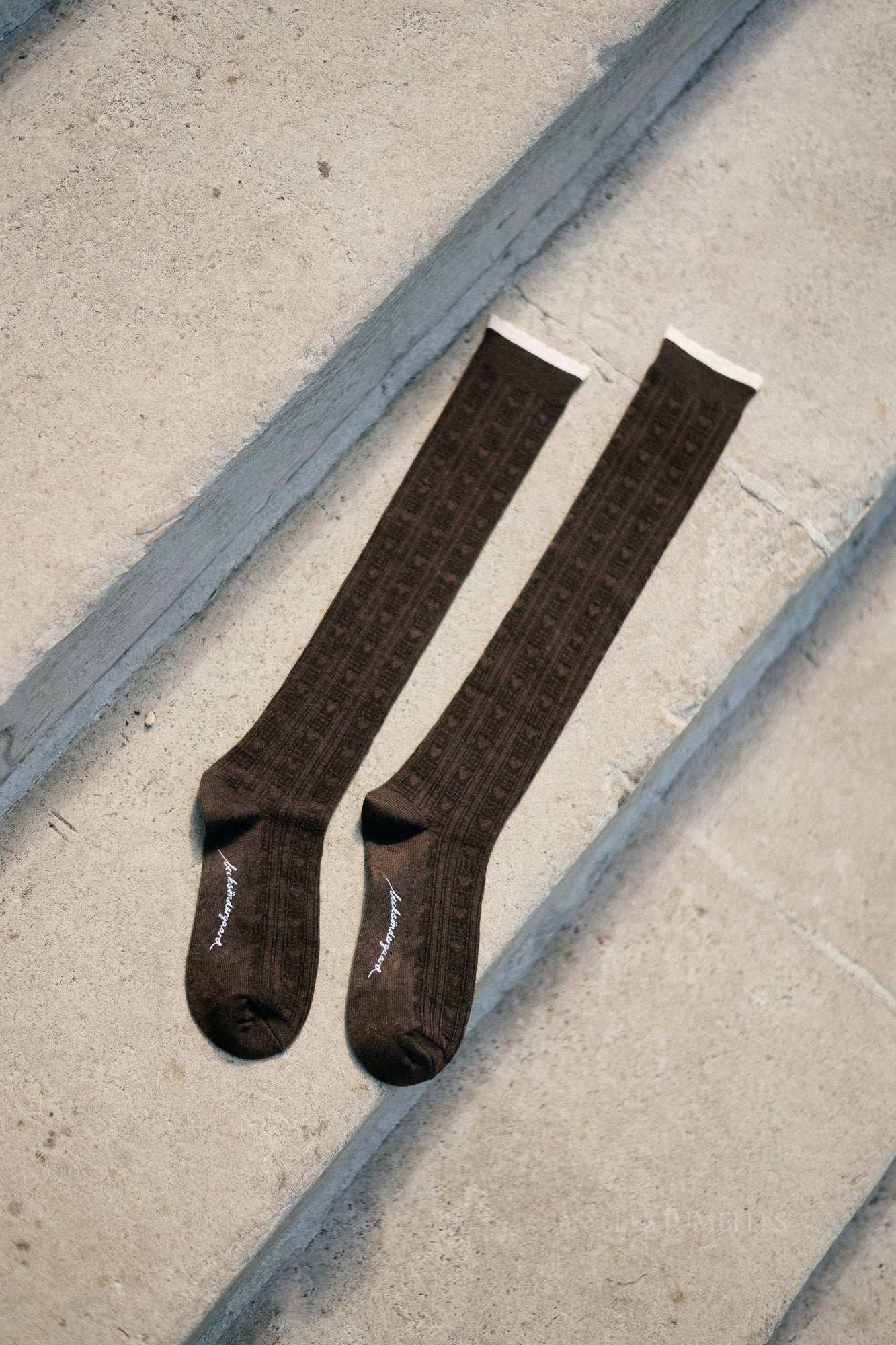 Scallop knee sock melange brown