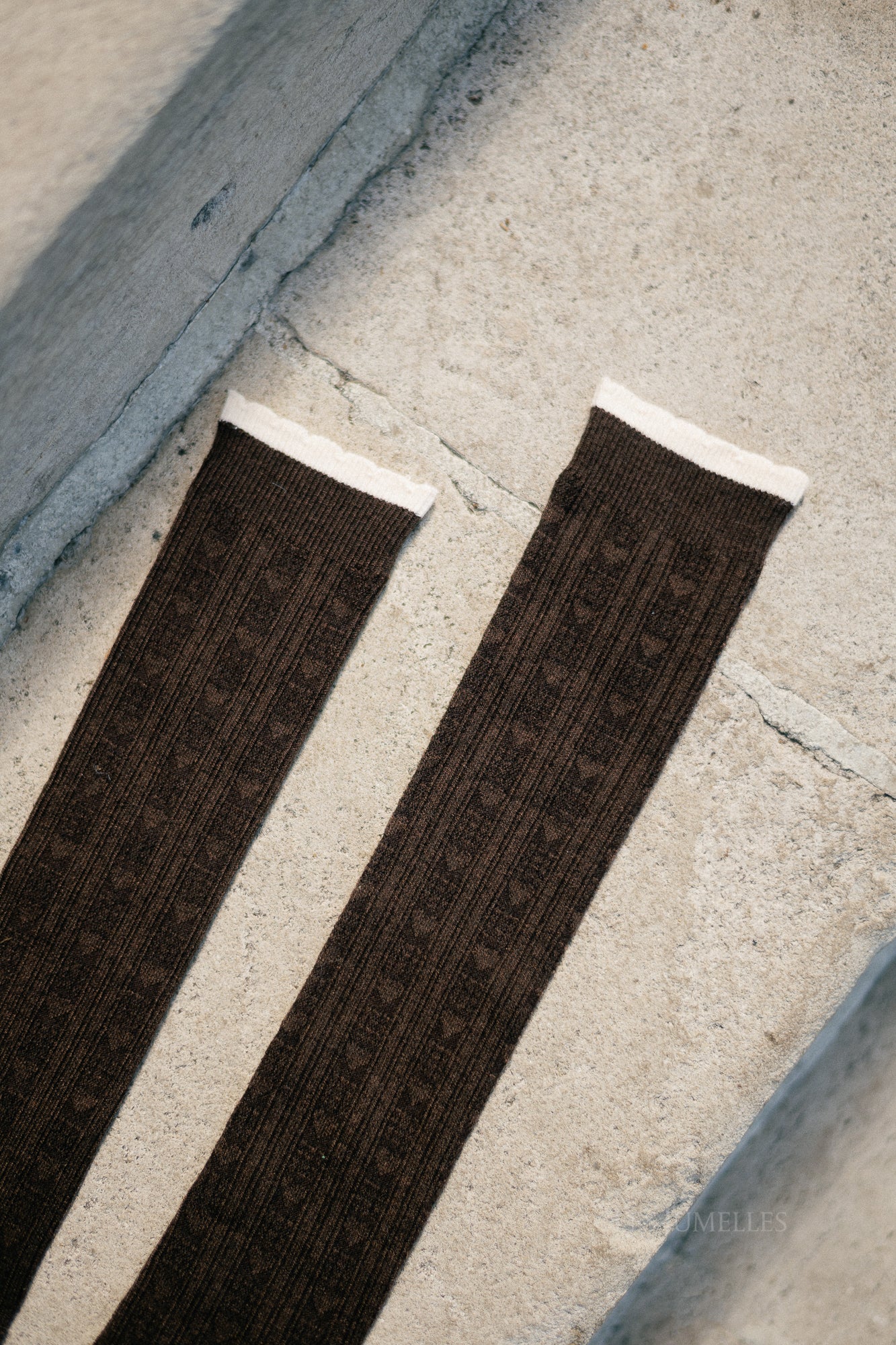Scallop knee sock melange brown