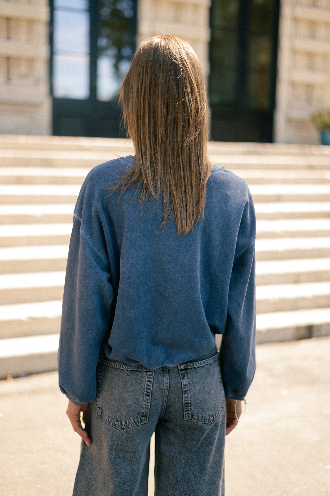 Elisabeth sweater mid blue washed
