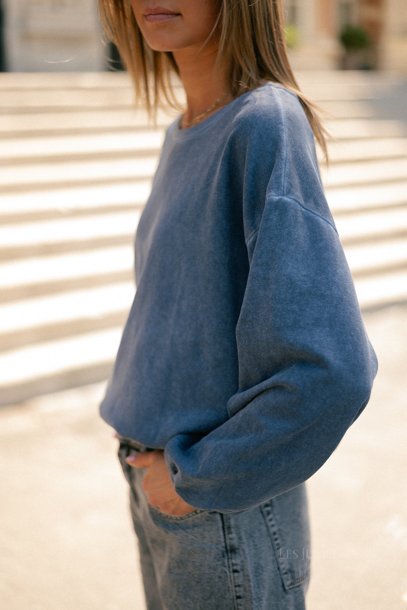 Elisabeth sweater mid blue washed