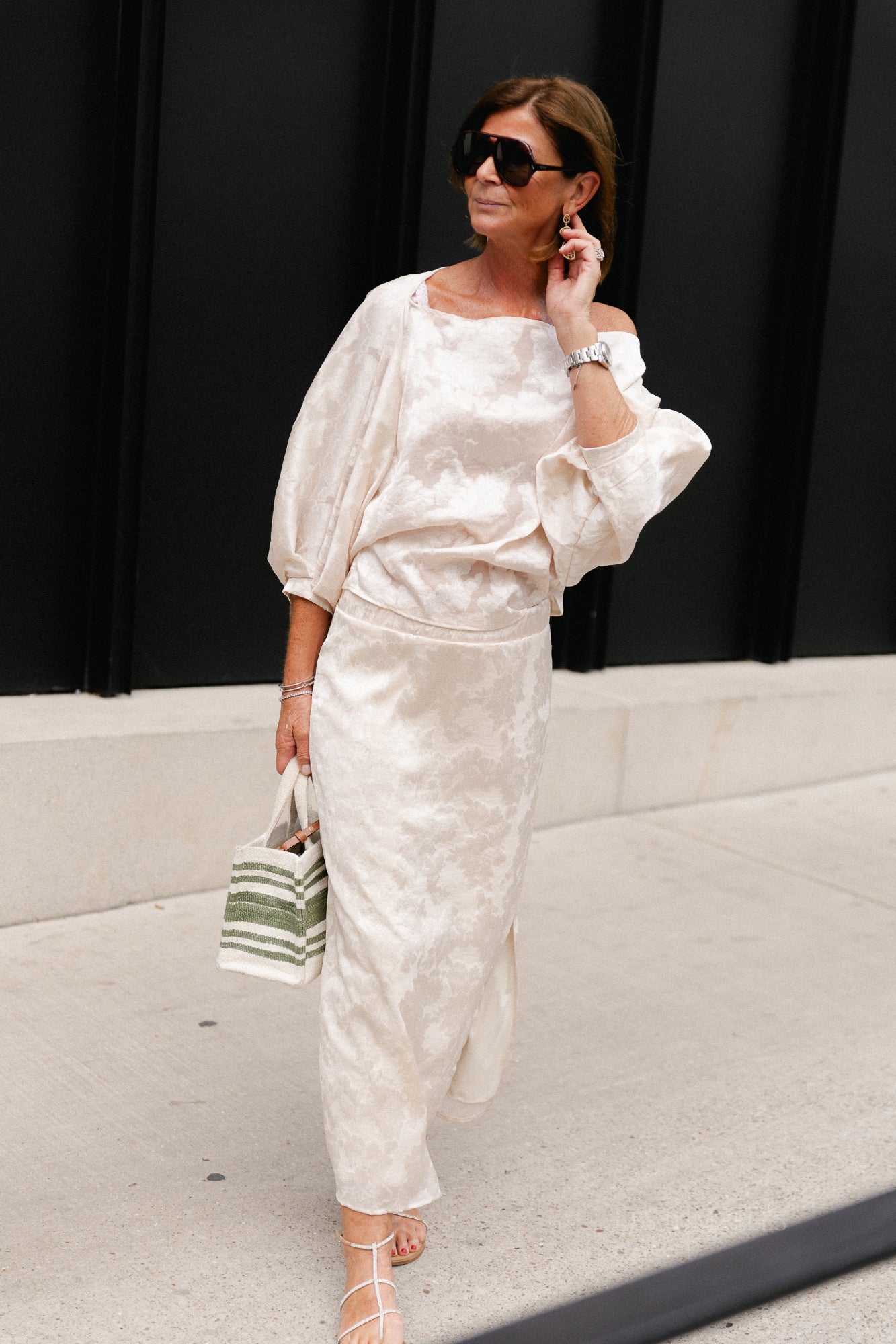 Cosette botanical jacquard skirt ivory