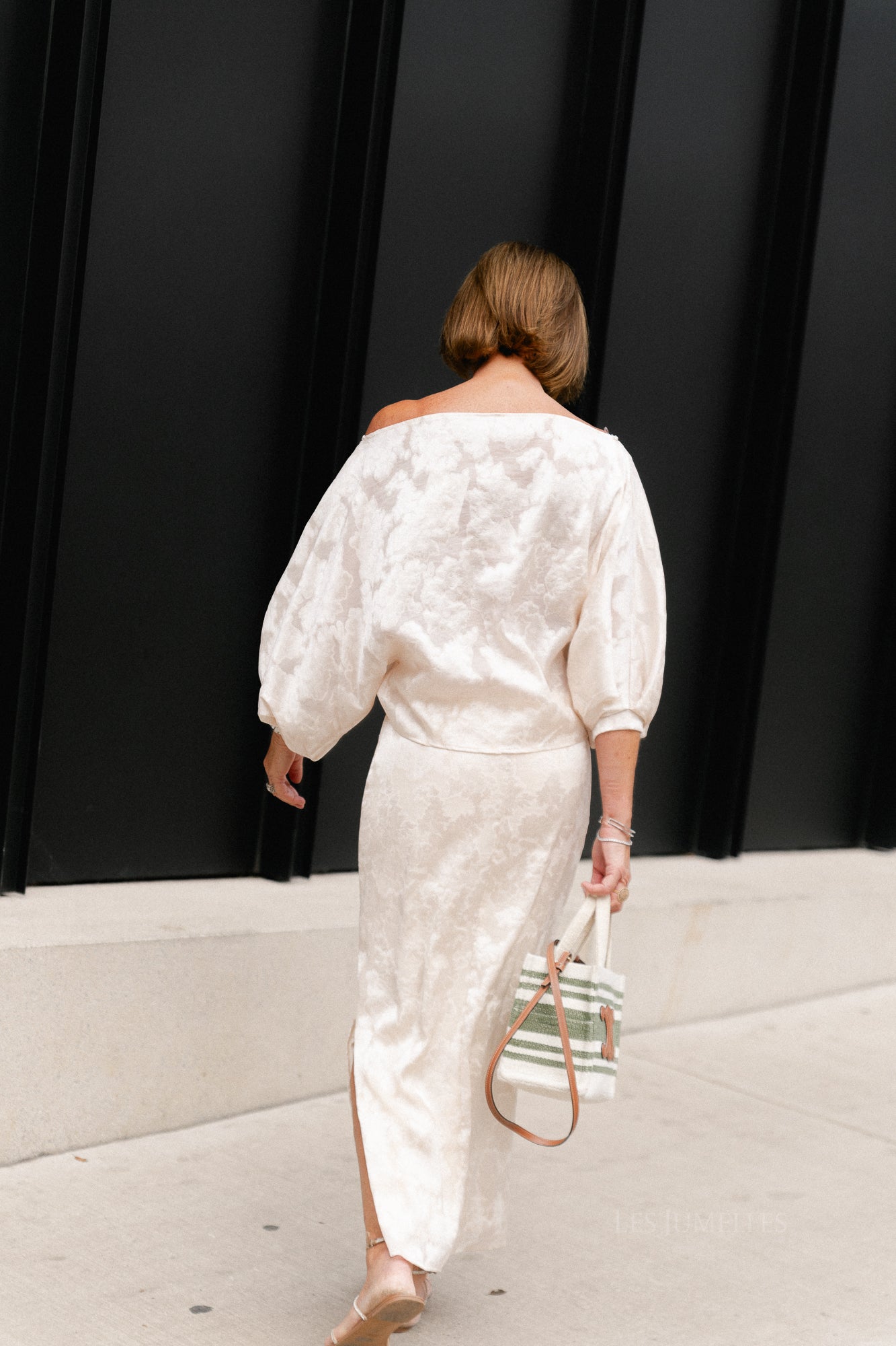 Cosette botanical jacquard off-shoulder blouse ivory