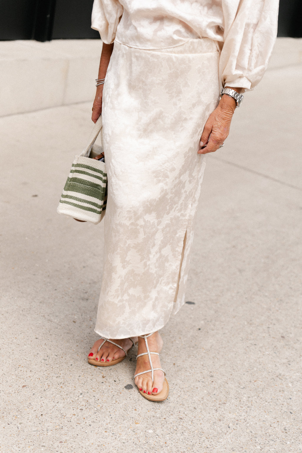 Cosette botanical jacquard skirt ivory