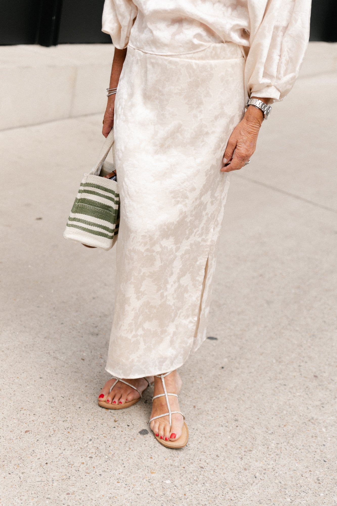 Cosette botanical jacquard skirt ivory