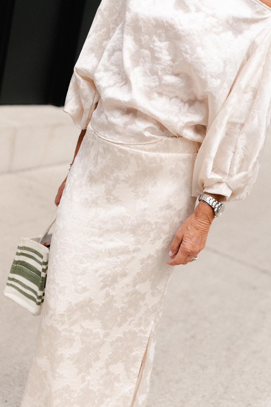 Cosette botanical jacquard skirt ivory