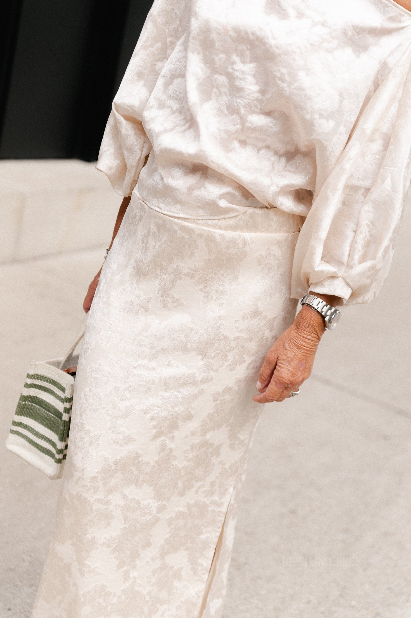 Cosette botanical jacquard skirt ivory