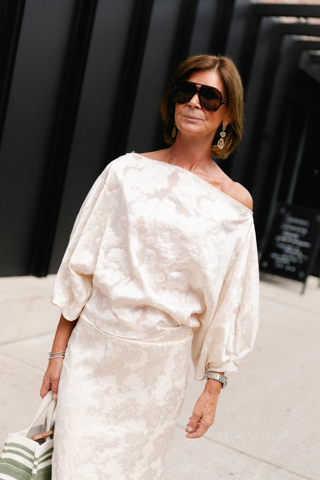 Cosette botanical jacquard off-shoulder blouse ivory