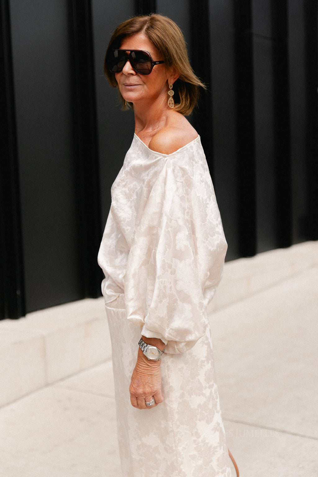 Cosette botanical jacquard off-shoulder blouse ivory