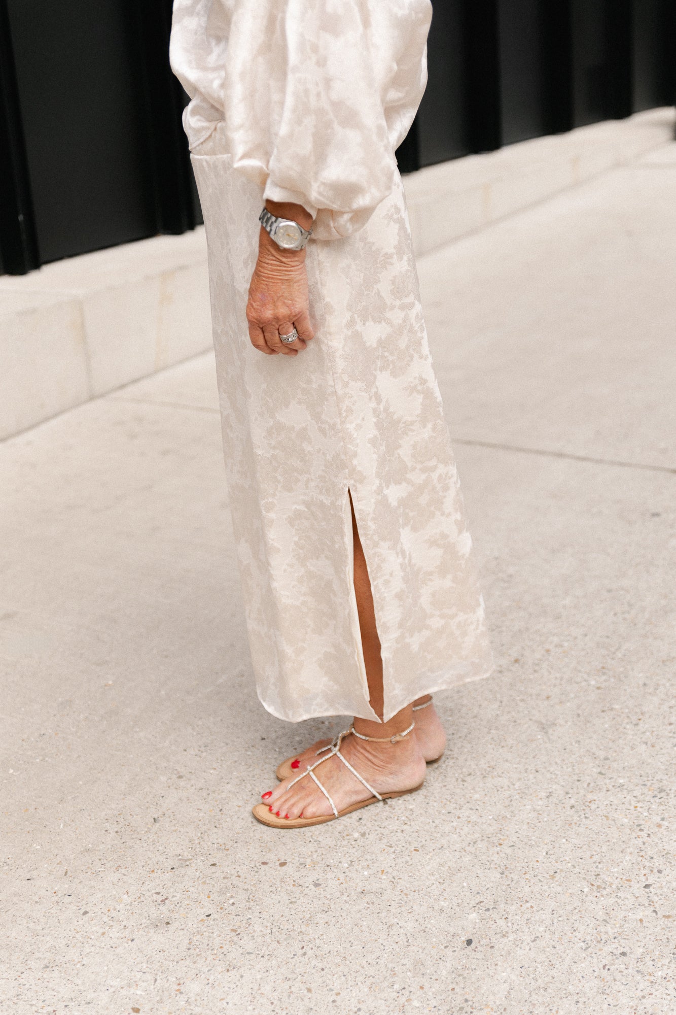 Cosette botanical jacquard skirt ivory