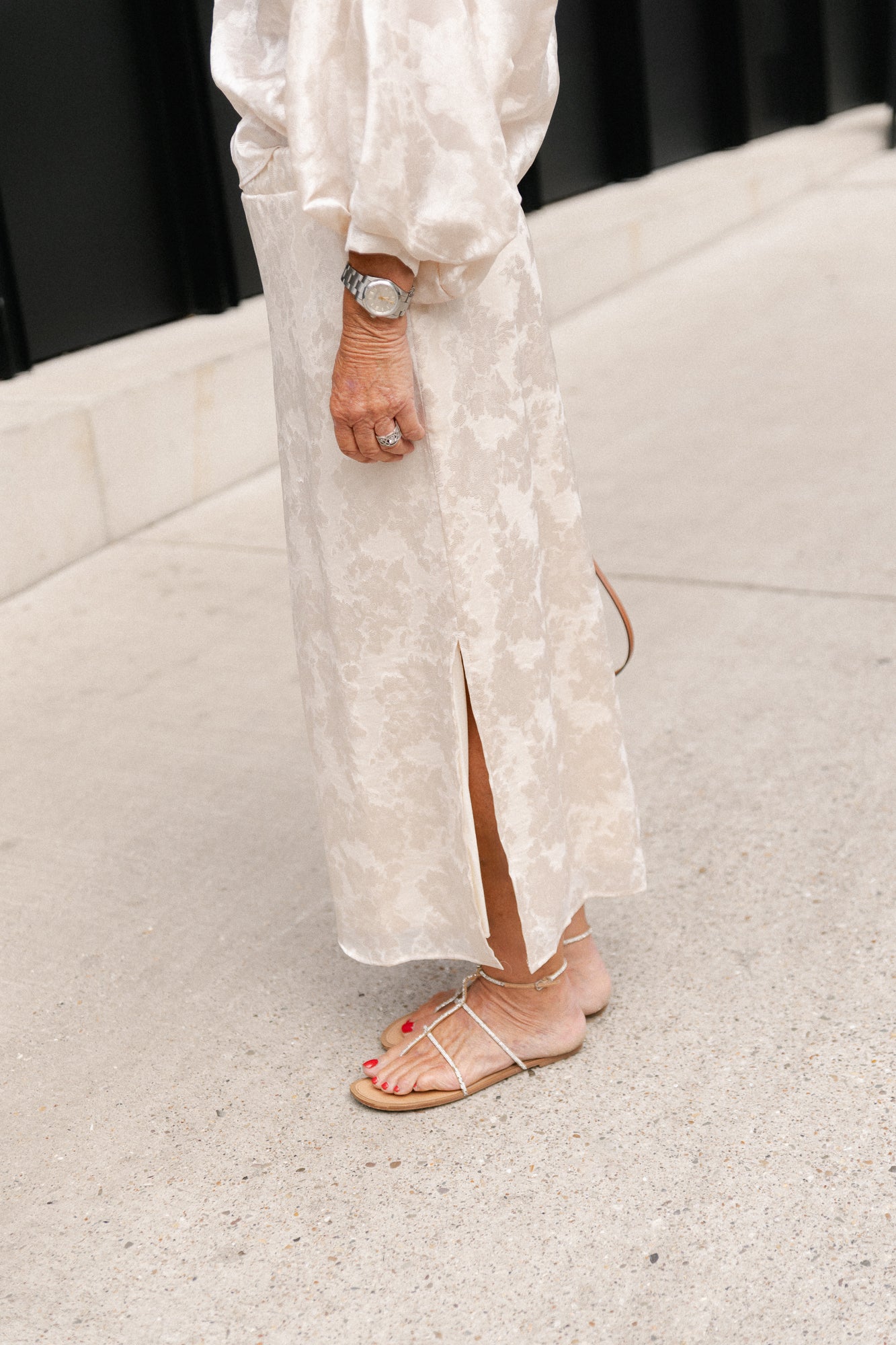Cosette botanical jacquard skirt ivory