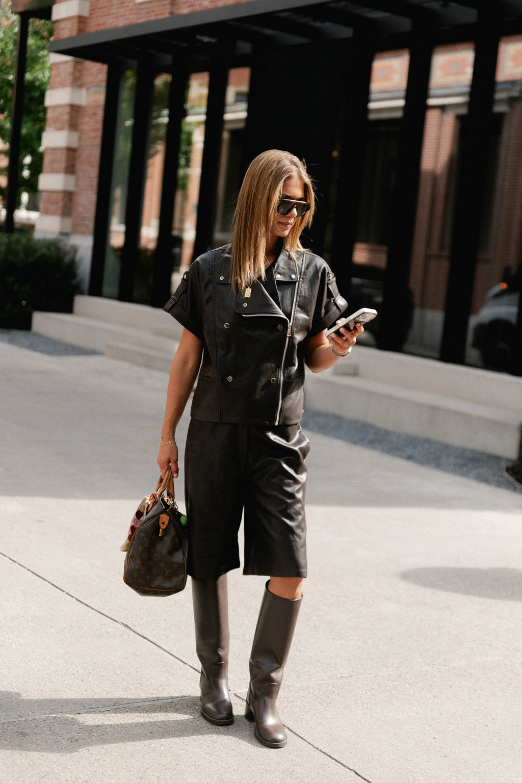 Kim PU bermuda shorts hot fudge