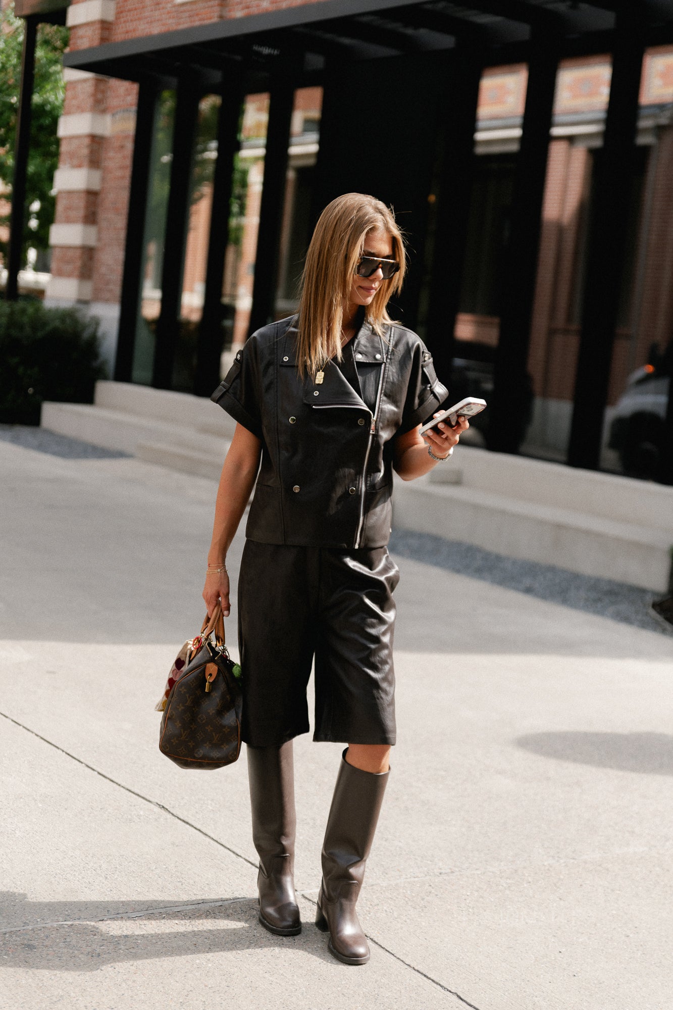 Kim PU bermuda shorts hot fudge