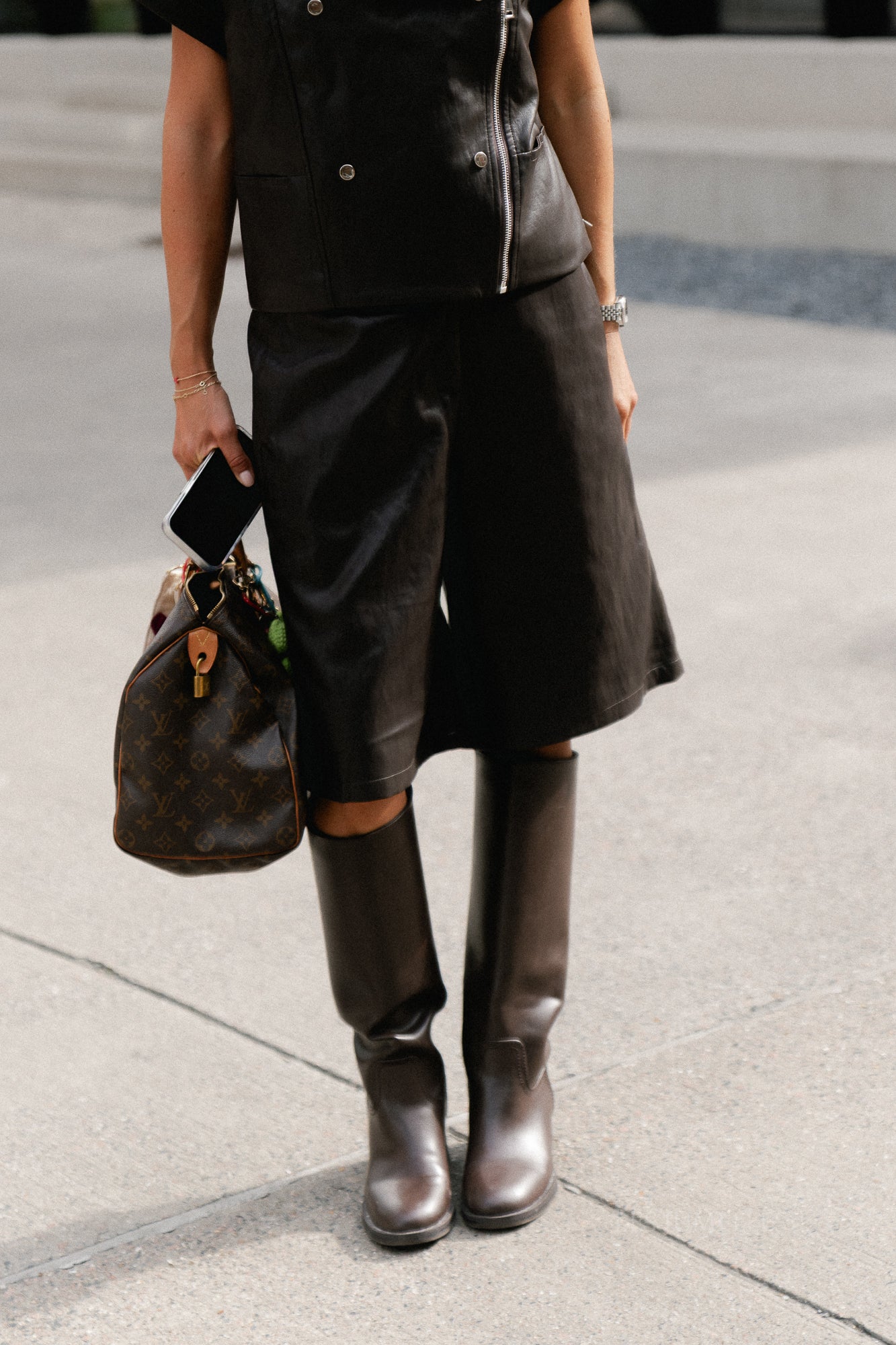 Kim PU bermuda shorts hot fudge