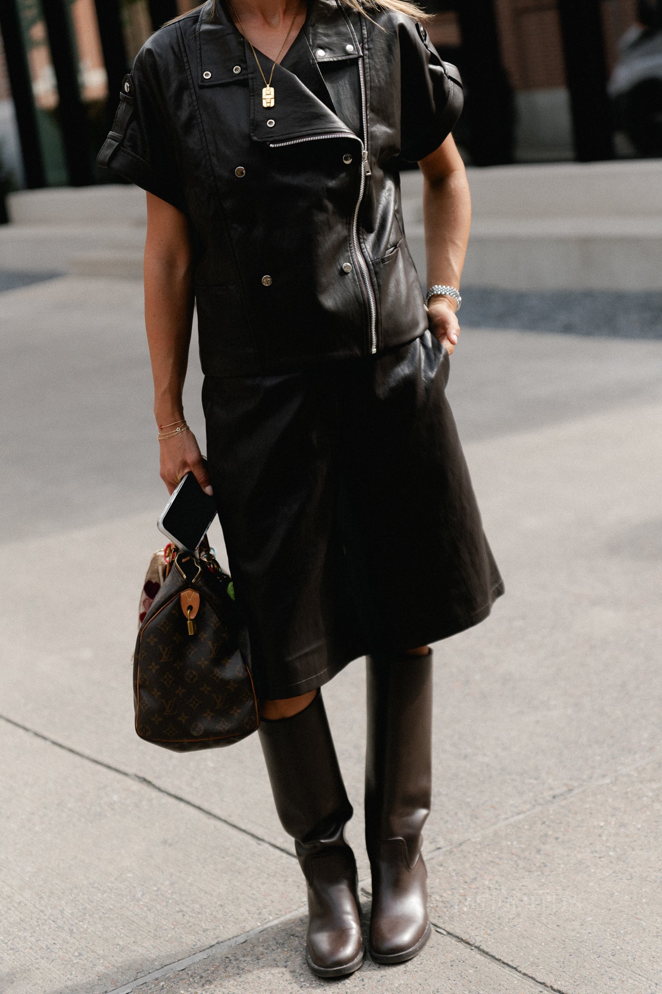 Kim PU bermuda shorts hot fudge