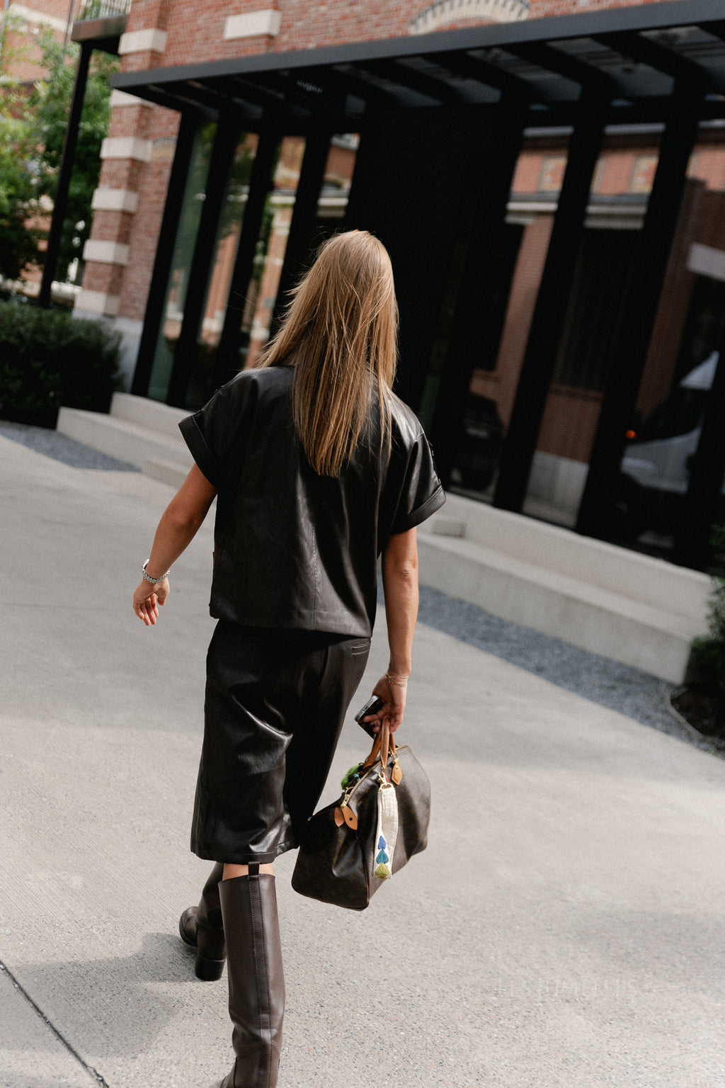 Kim PU bermuda shorts hot fudge