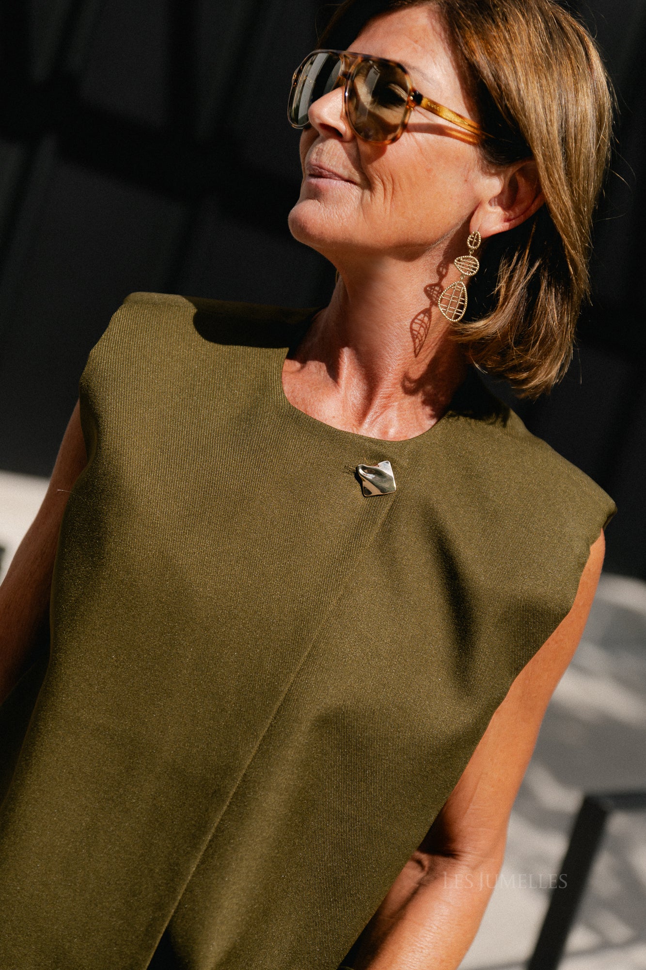 YASColera waistcoat dark olive