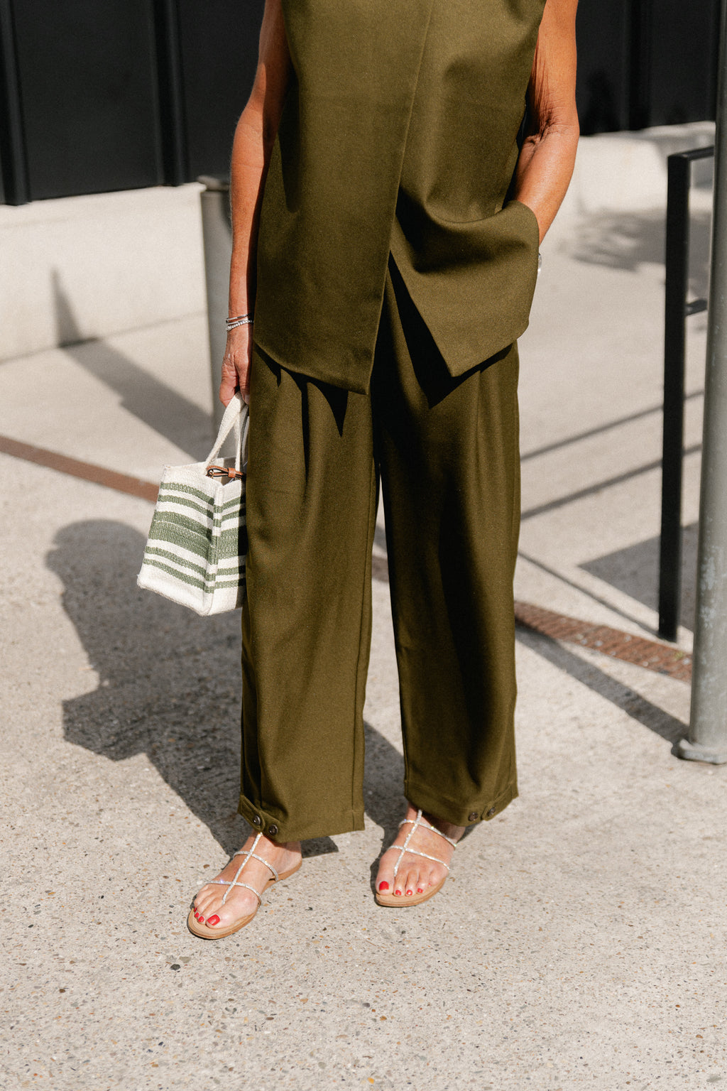 YASColera MW ankle pants dark olive
