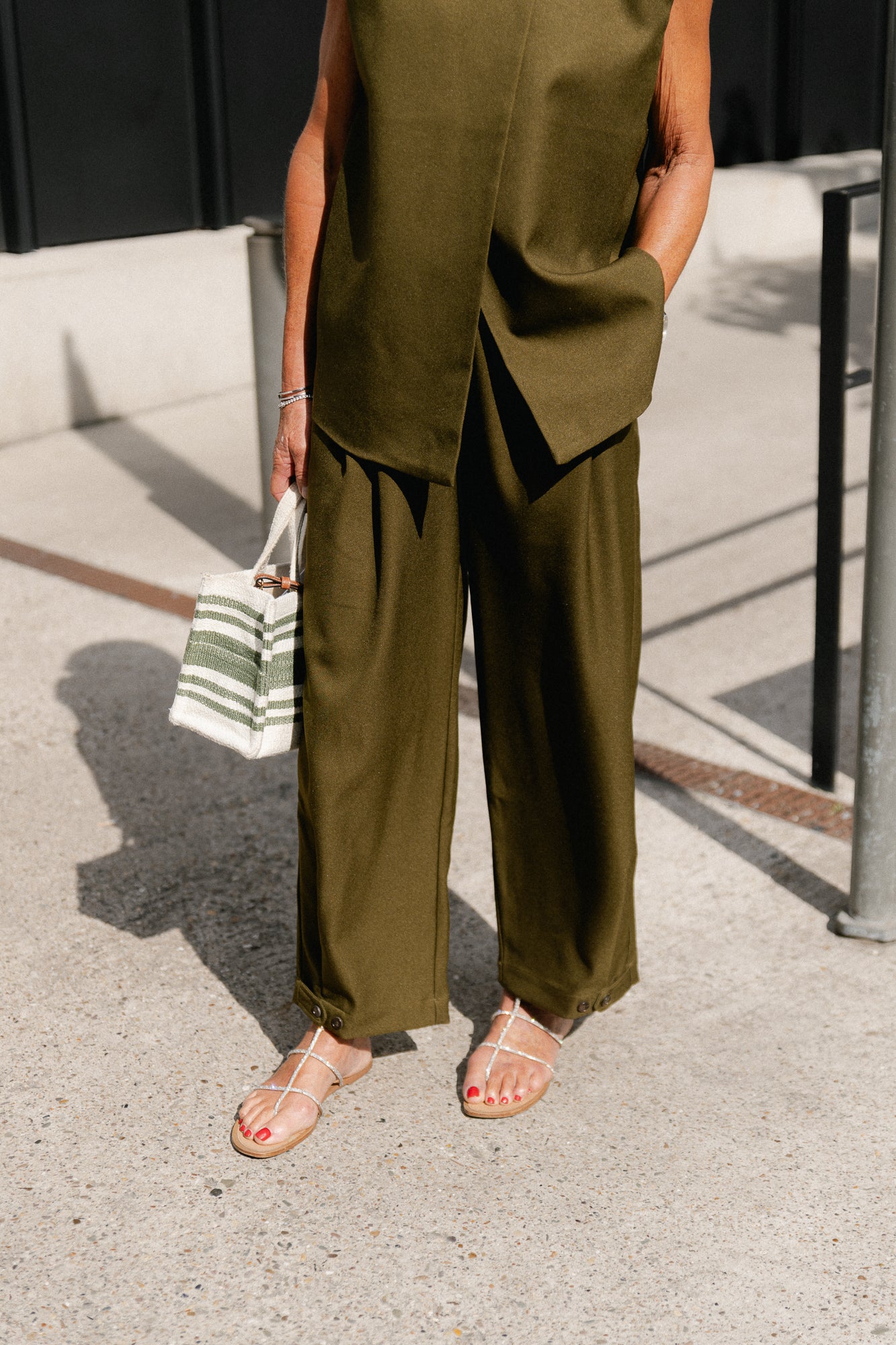 YASColera MW ankle pants dark olive