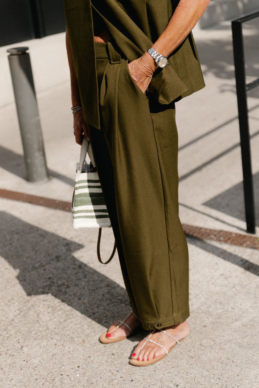 YASColera MW ankle pants dark olive