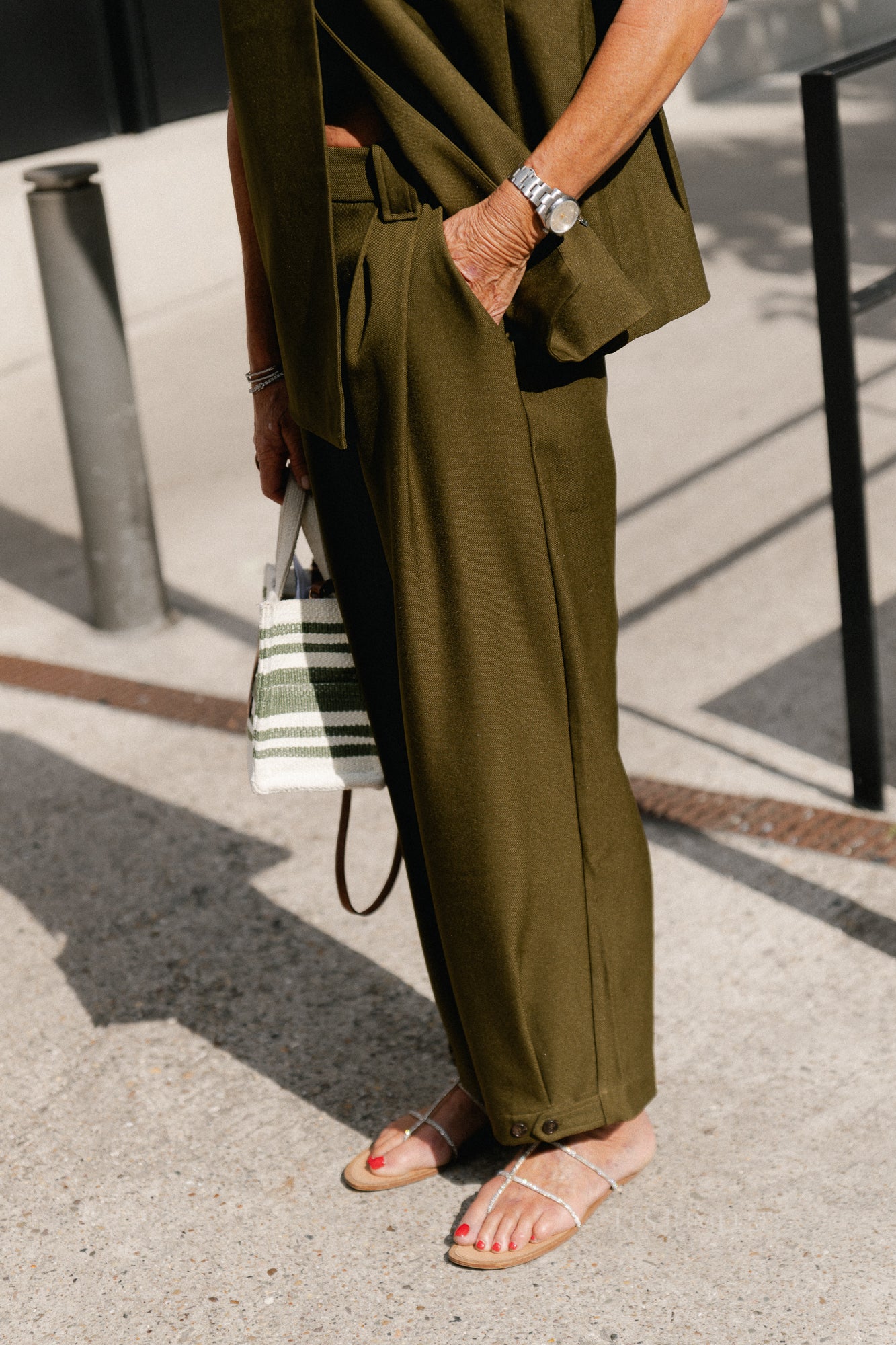 YASColera MW ankle pants dark olive