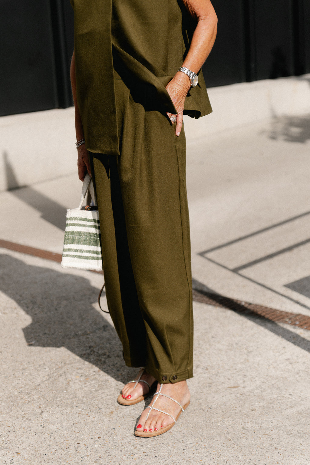 YASColera MW ankle pants dark olive