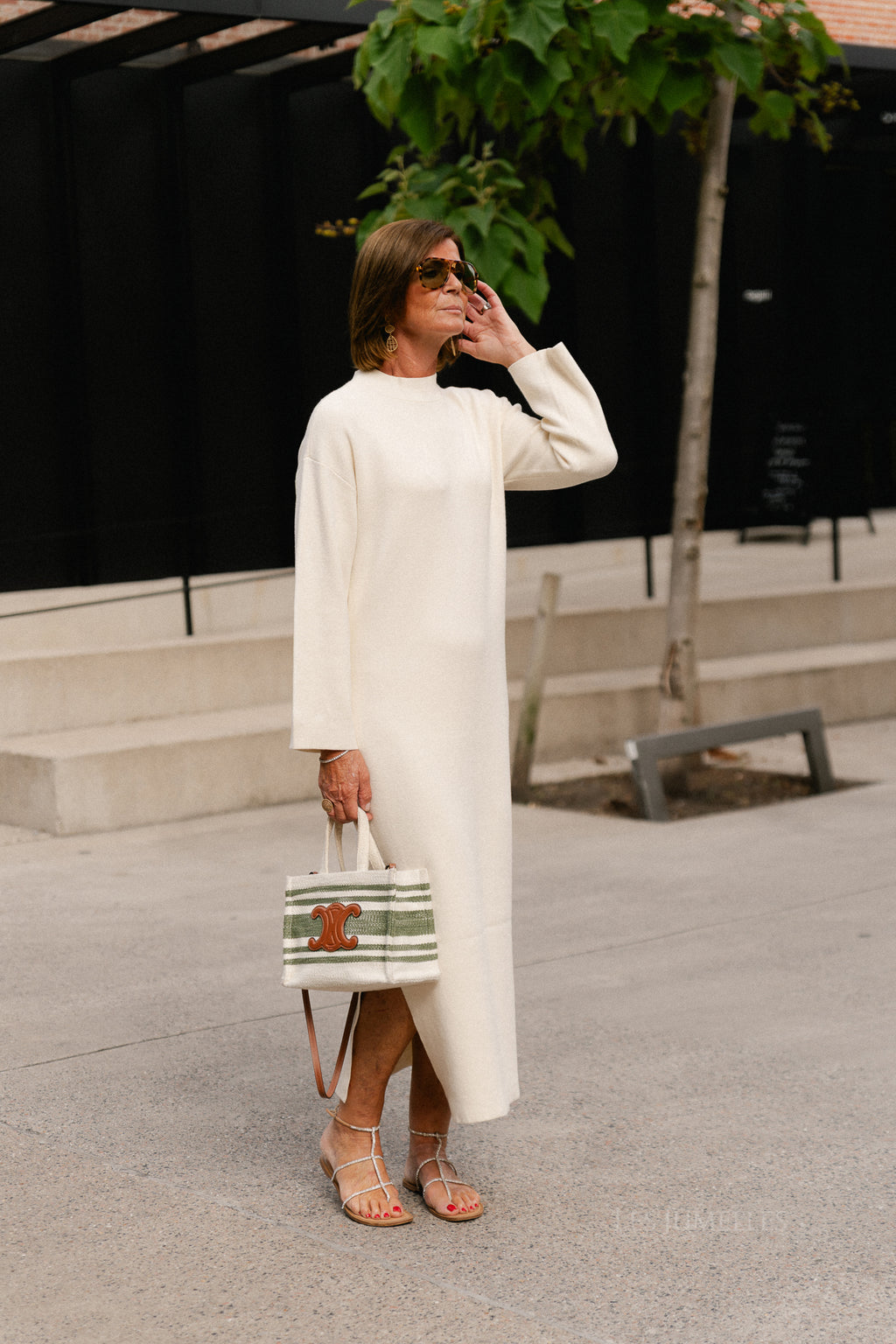 YASElma LS long knit dress birch