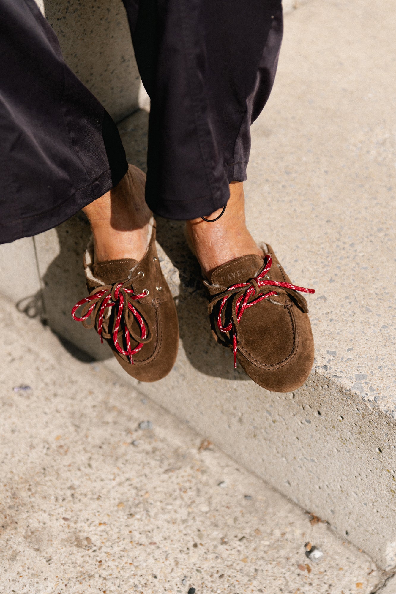 PAYasma lace fur loafers brown suede