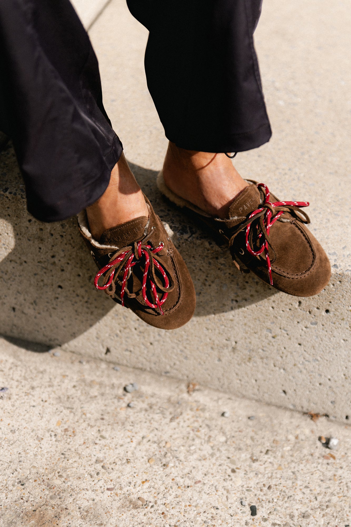 PAYasma lace fur loafers brown suede