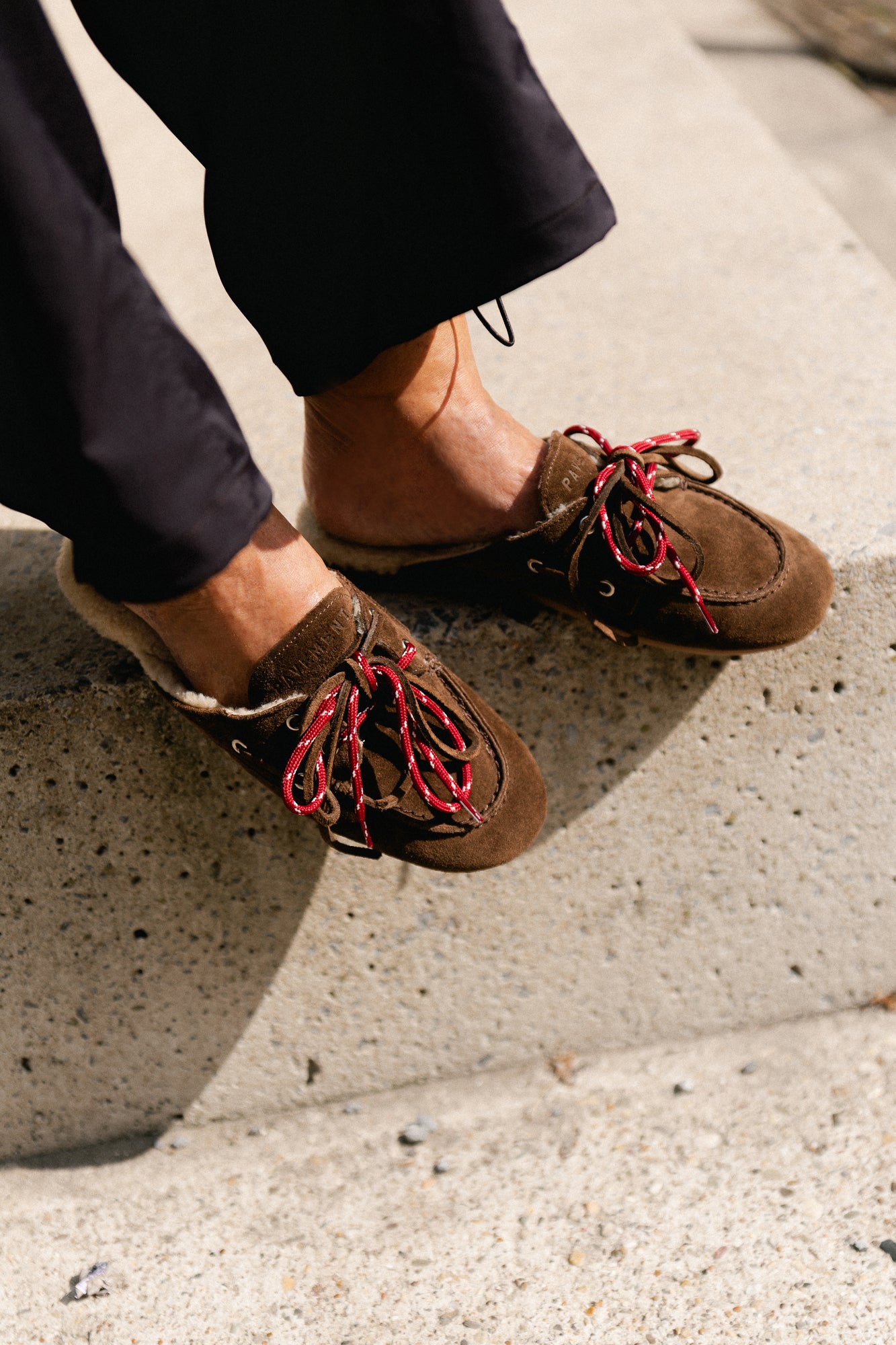 PAYasma lace fur loafers brown suede