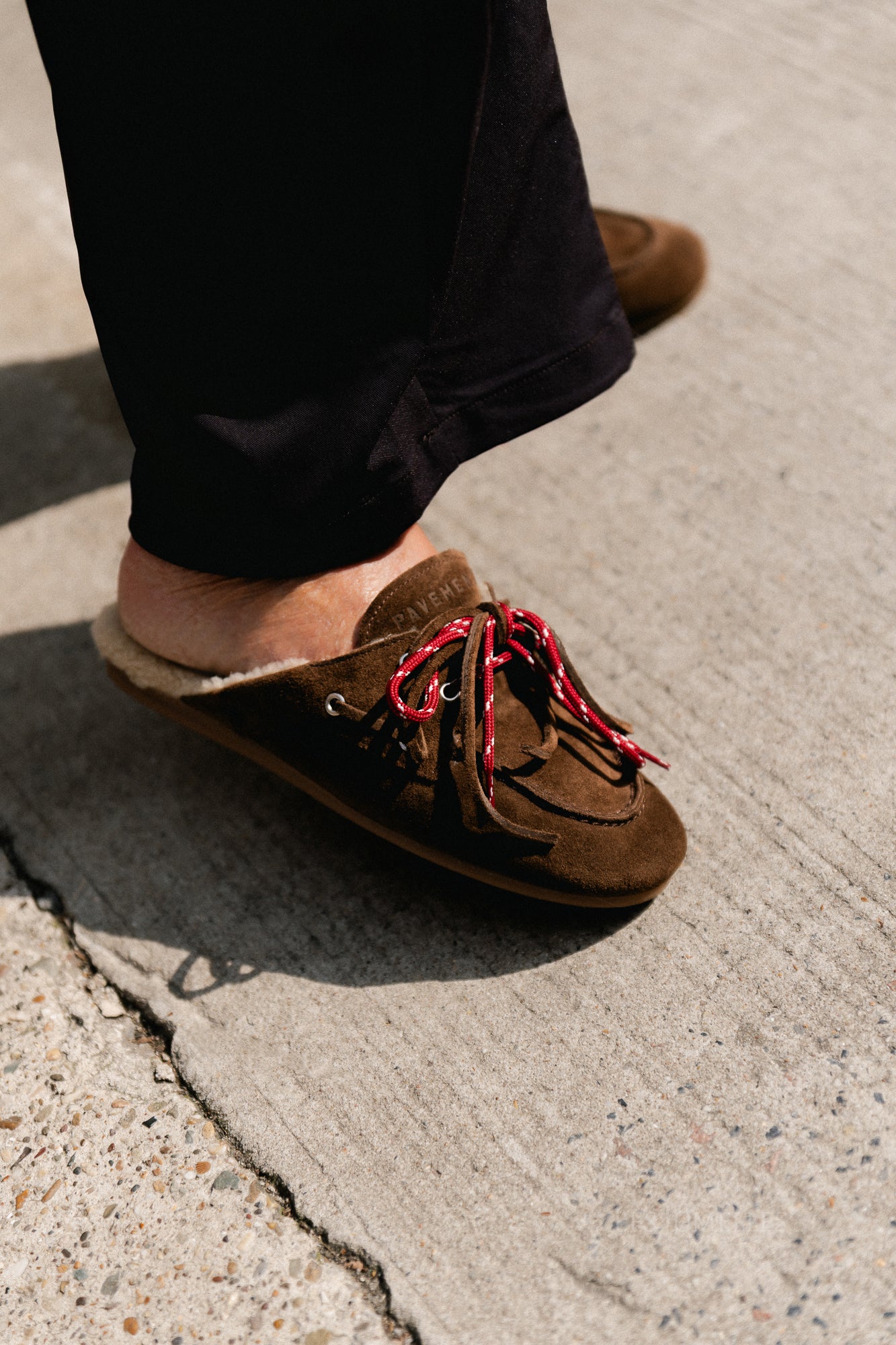 PAYasma lace fur loafers brown suede