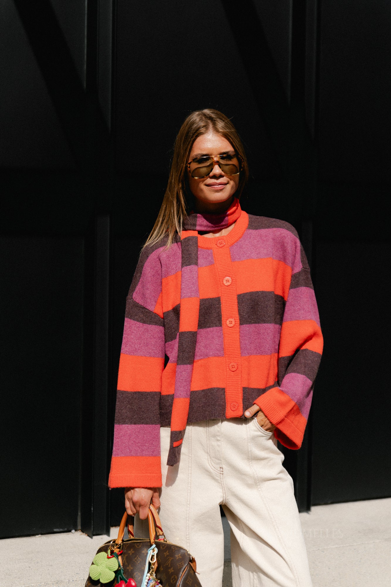 Indy cardigan paprika stripe