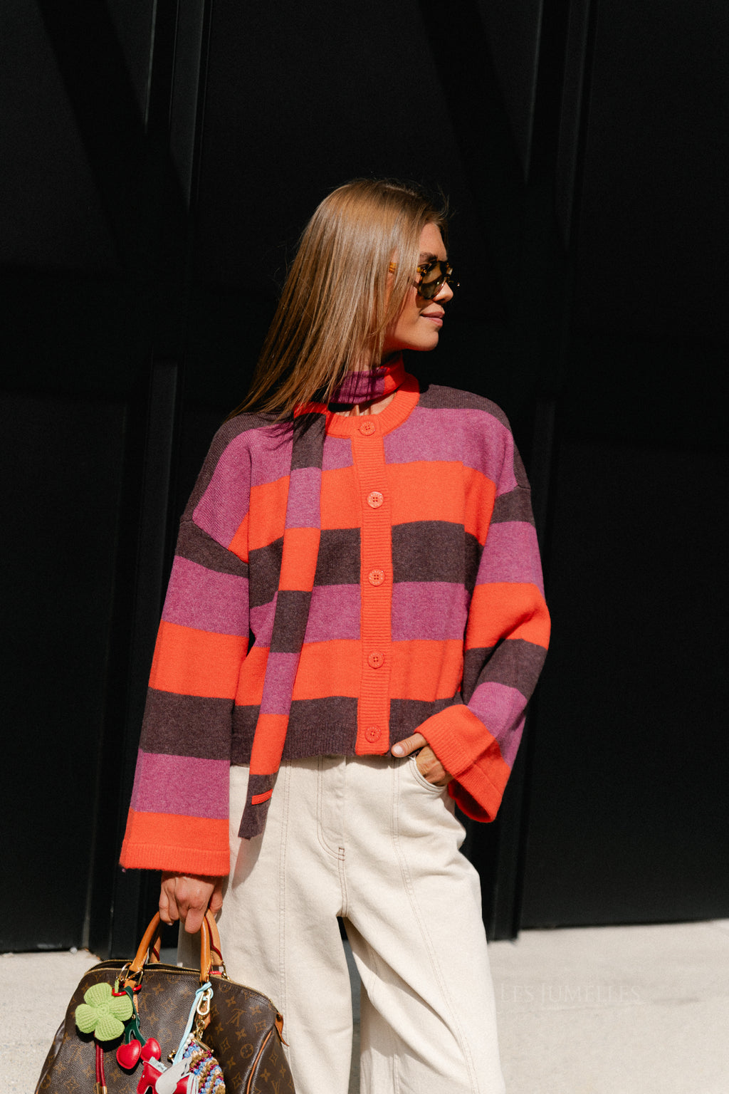 Indy cardigan paprika stripe