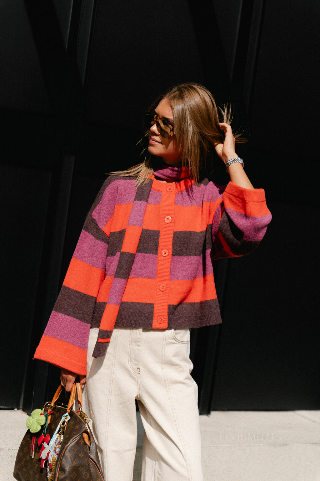 Indy cardigan paprika stripe