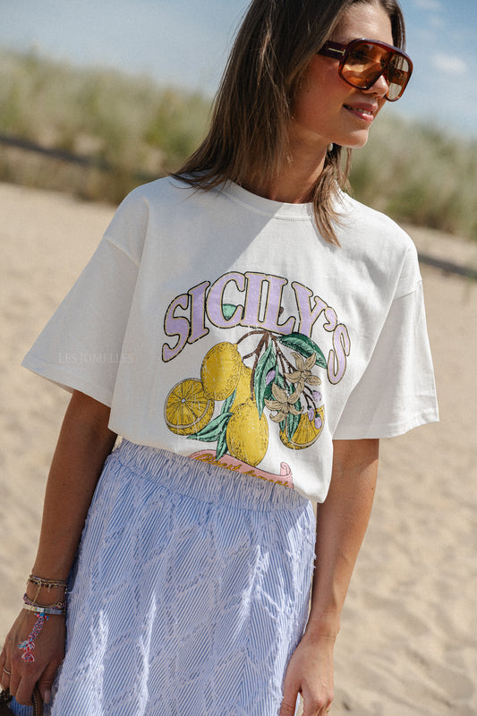 Les Jumelles T-shirt Sicily blanc