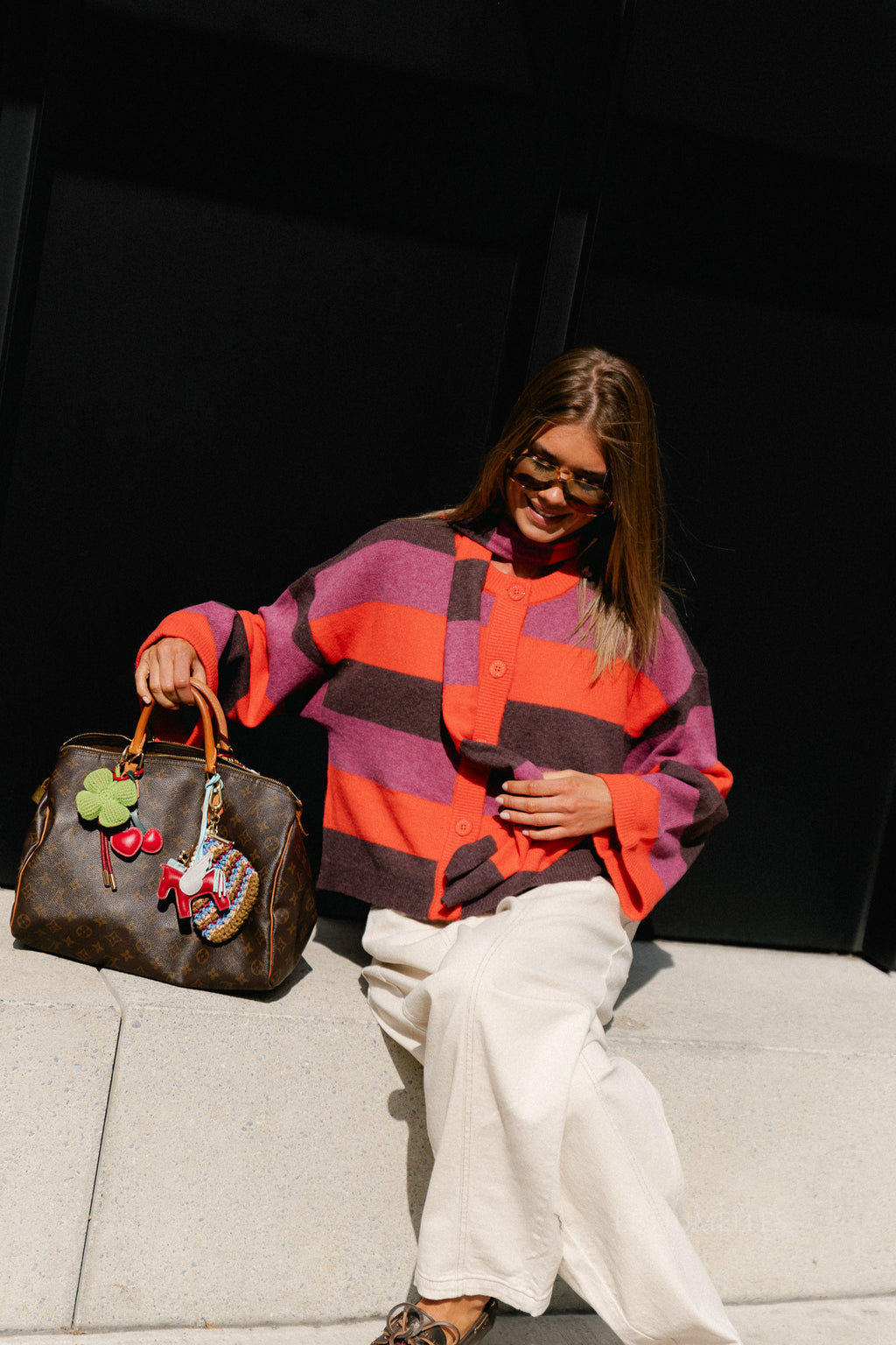 Indy cardigan paprika stripe