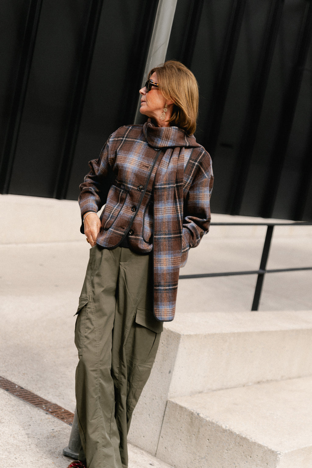YASCalino LS scarf jacket carafe/caline check