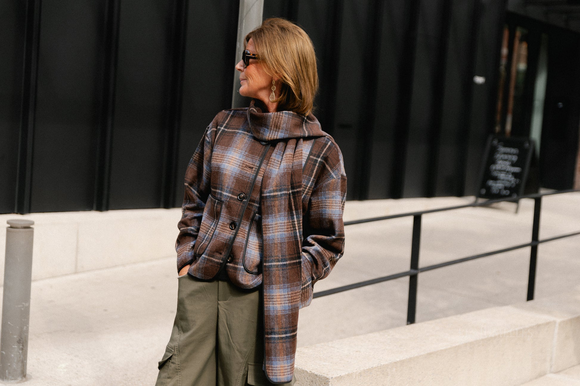 YASCalino LS scarf jacket carafe/caline check